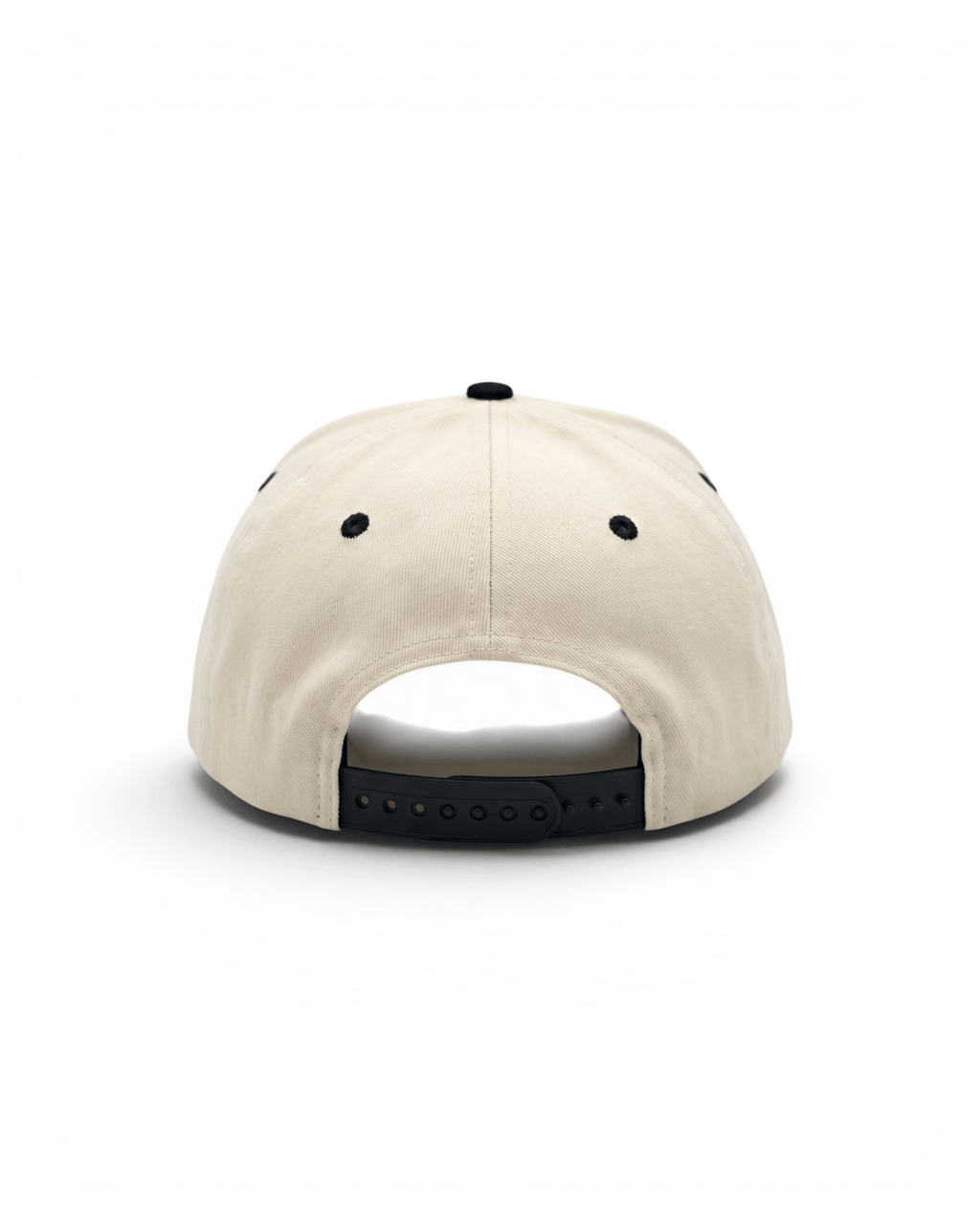 Embroidered Retro Snapback Hat - Cream/Black